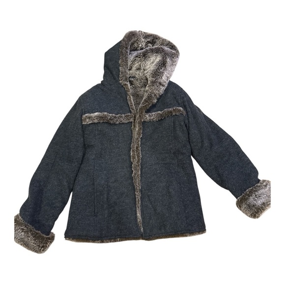 Athleta Jackets & Blazers - ATHLETA Faux Fur Lined Hooded Jacket - Gray